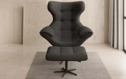 Designer Sofa-Sessel Aurelio inkl. Beistellhocker in Stoff