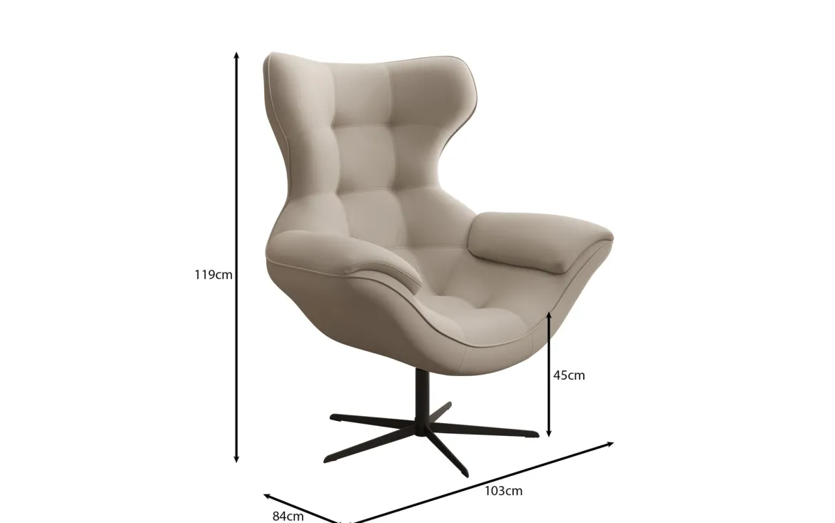 Designer Sofa-Sessel Aurelio inkl. Beistellhocker in Stoff