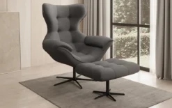 Designer Sofa-Sessel Aurelio inkl. Beistellhocker in Stoff
