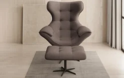 Designer Sofa-Sessel Aurelio inkl. Beistellhocker in Stoff