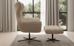 Designer Sofa-Sessel Aurelio inkl. Beistellhocker in Bouclé