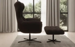 Designer Sofa-Sessel Aurelio inkl. Beistellhocker in Bouclé