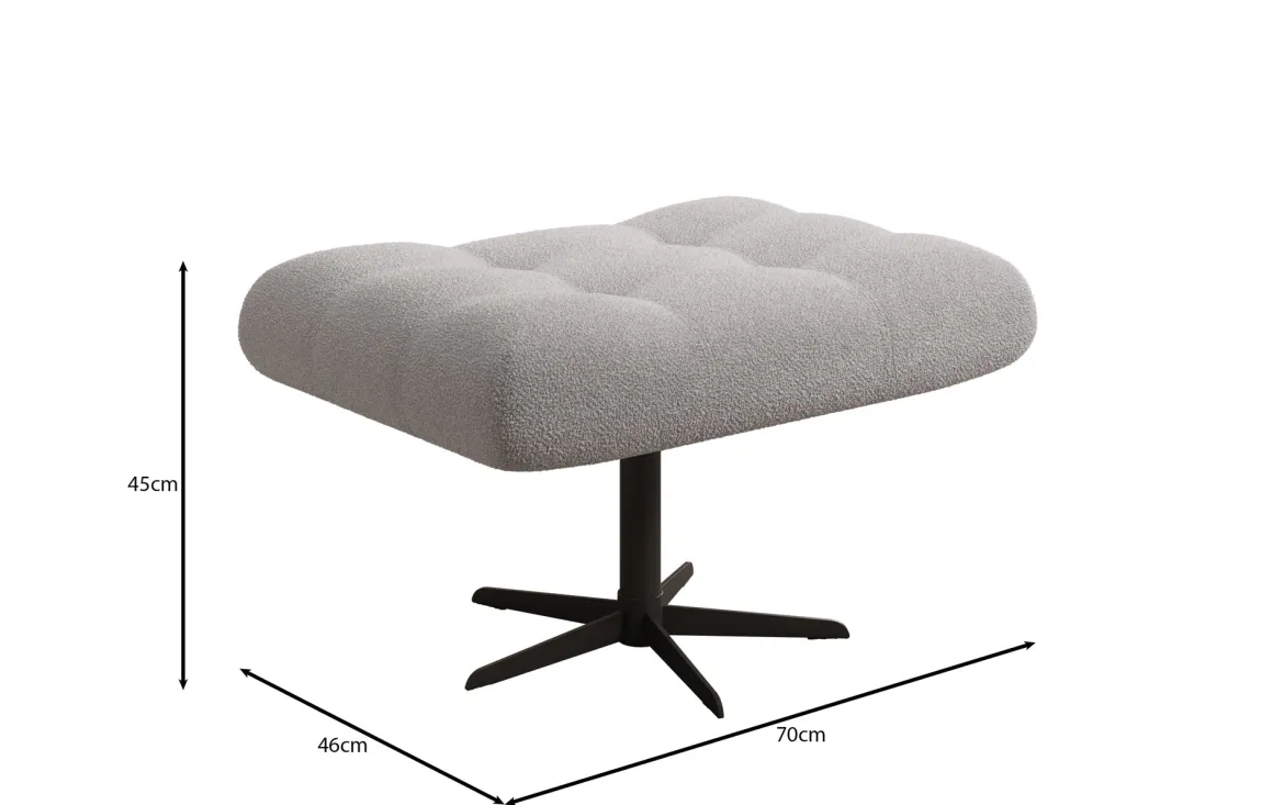 Designer Sofa-Sessel Aurelio inkl. Beistellhocker in Bouclé