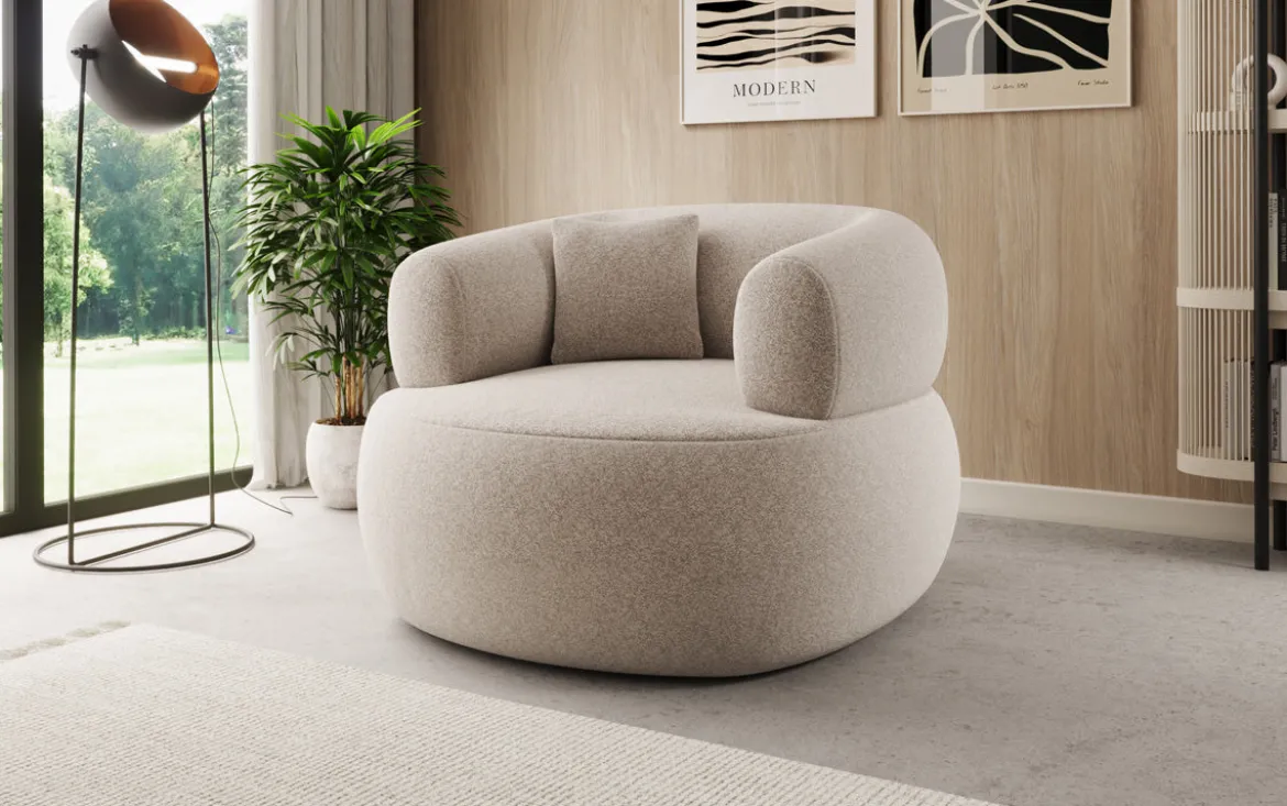 Designer Sofa-Sessel Bao in Strukturstoff - 360°-Drehfunktion