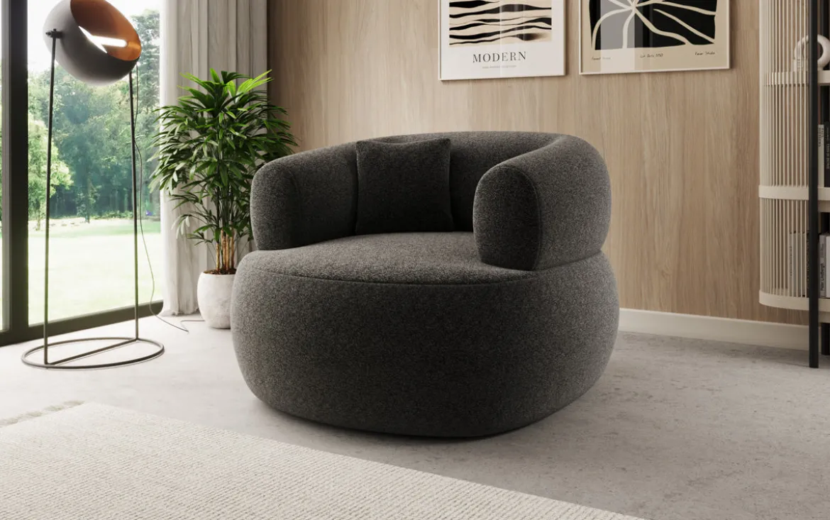 Designer Sofa-Sessel Bao in Strukturstoff - 360°-Drehfunktion