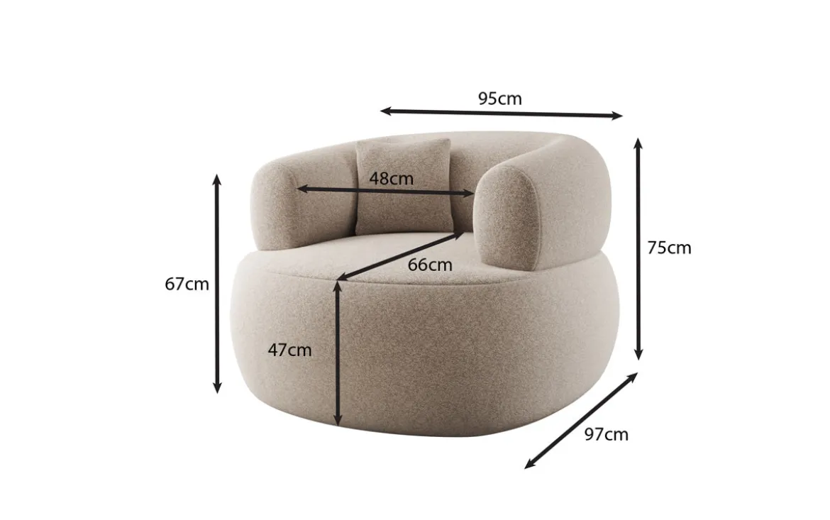 Designer Sofa-Sessel Bao in Strukturstoff - 360°-Drehfunktion
