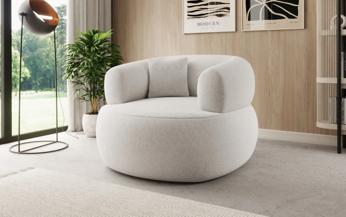 Designer Sofa-Sessel Bao in Strukturstoff - 360°-Drehfunktion