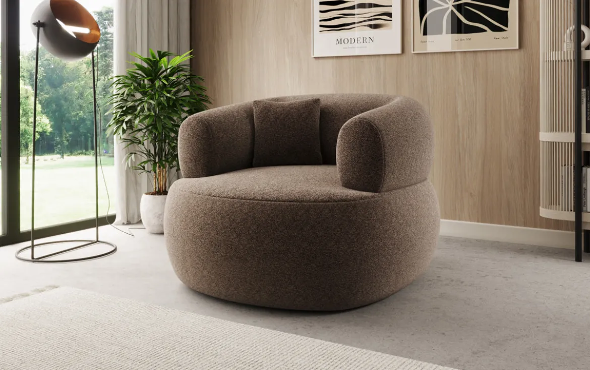Designer Sofa-Sessel Bao in Strukturstoff - 360°-Drehfunktion