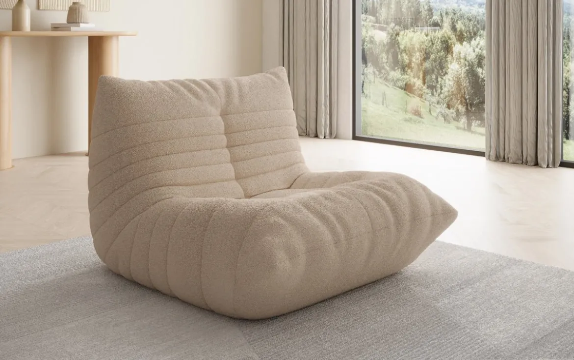 Designer Sofa-Sessel Calmo in Teddy Bouclé