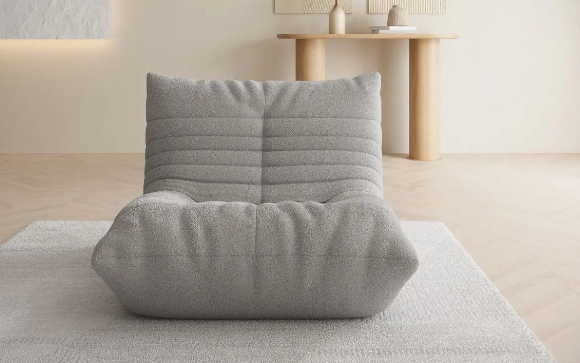 Designer Sofa-Sessel Calmo in Teddy Bouclé