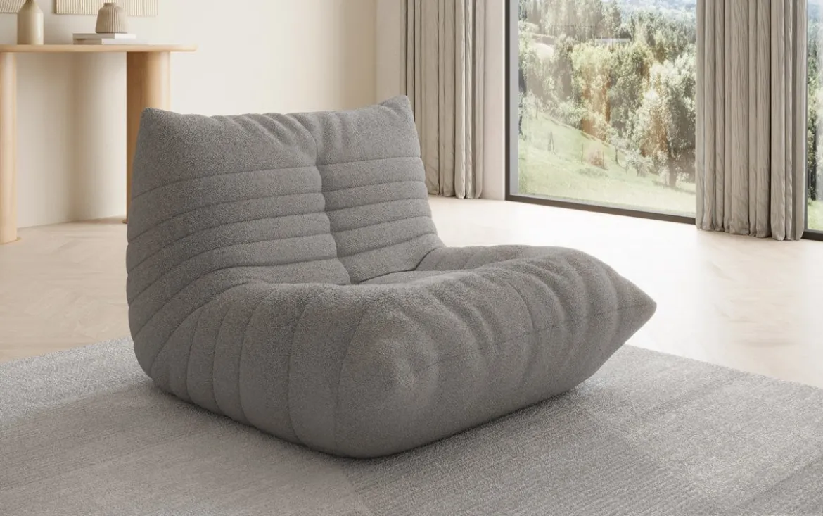 Designer Sofa-Sessel Calmo in Teddy Bouclé