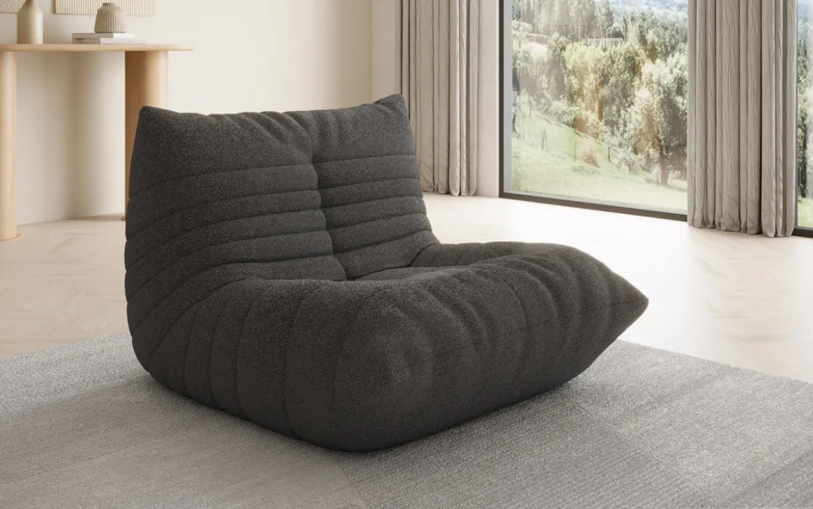 Designer Sofa-Sessel Calmo in Teddy Bouclé