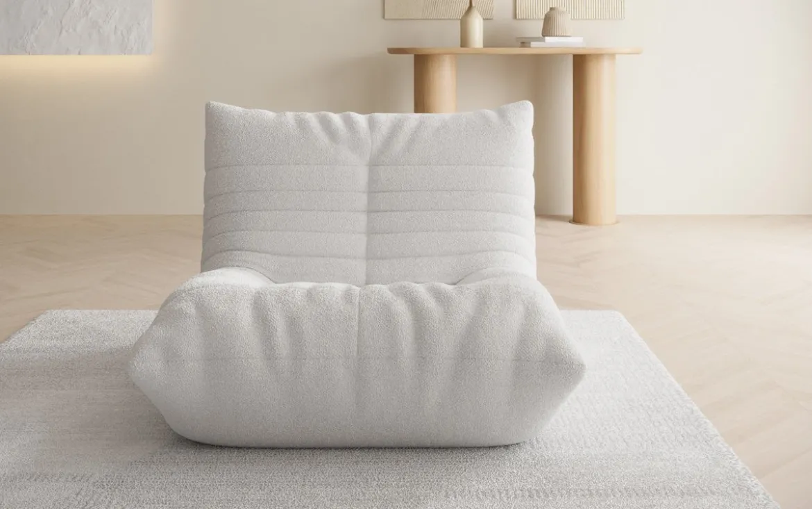 Designer Sofa-Sessel Calmo in Teddy Bouclé