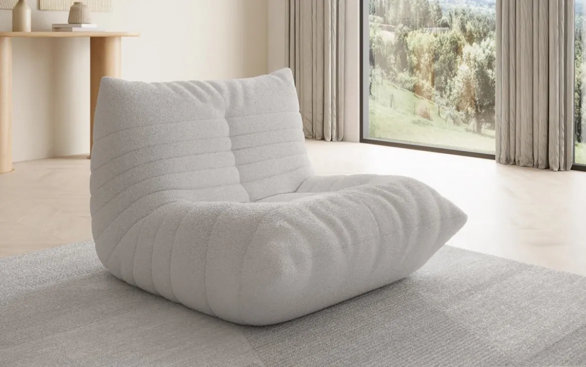 Designer Sofa-Sessel Calmo in Teddy Bouclé