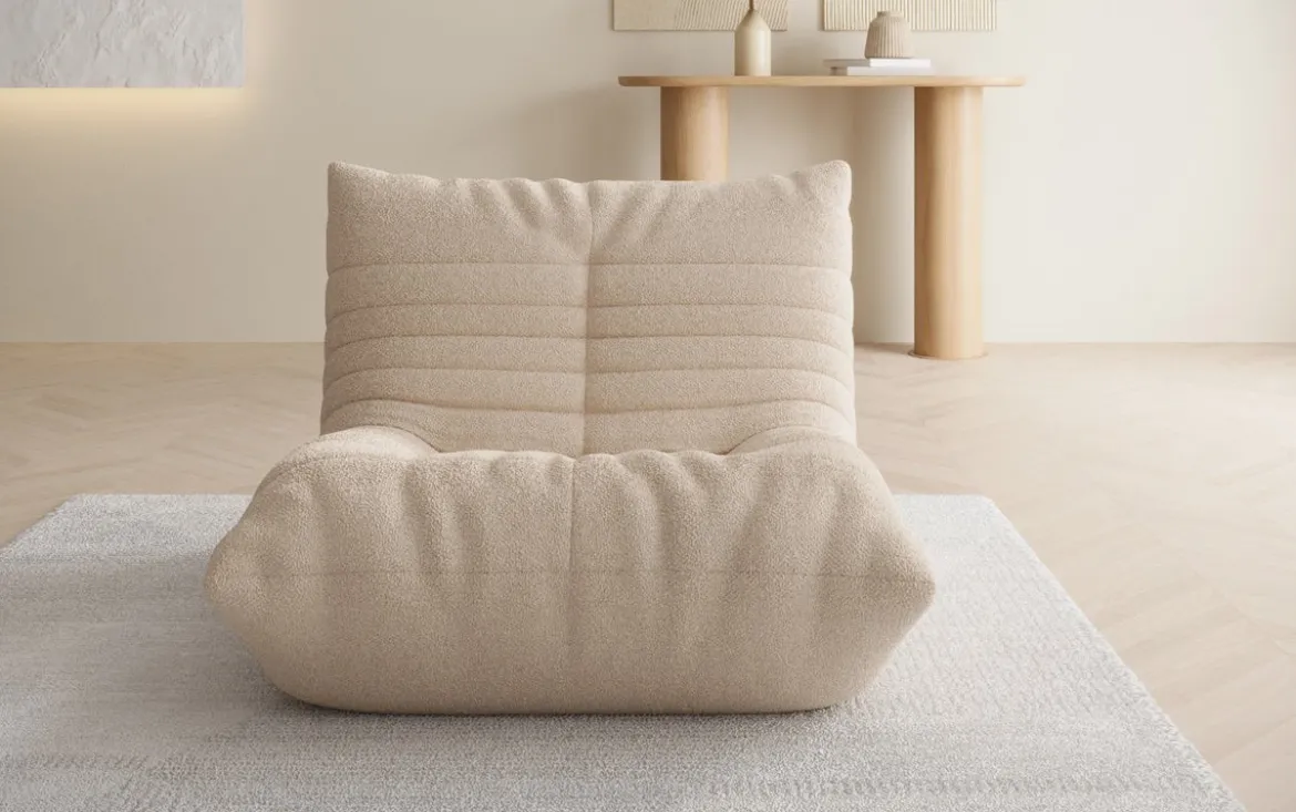 Designer Sofa-Sessel Calmo in Teddy Bouclé
