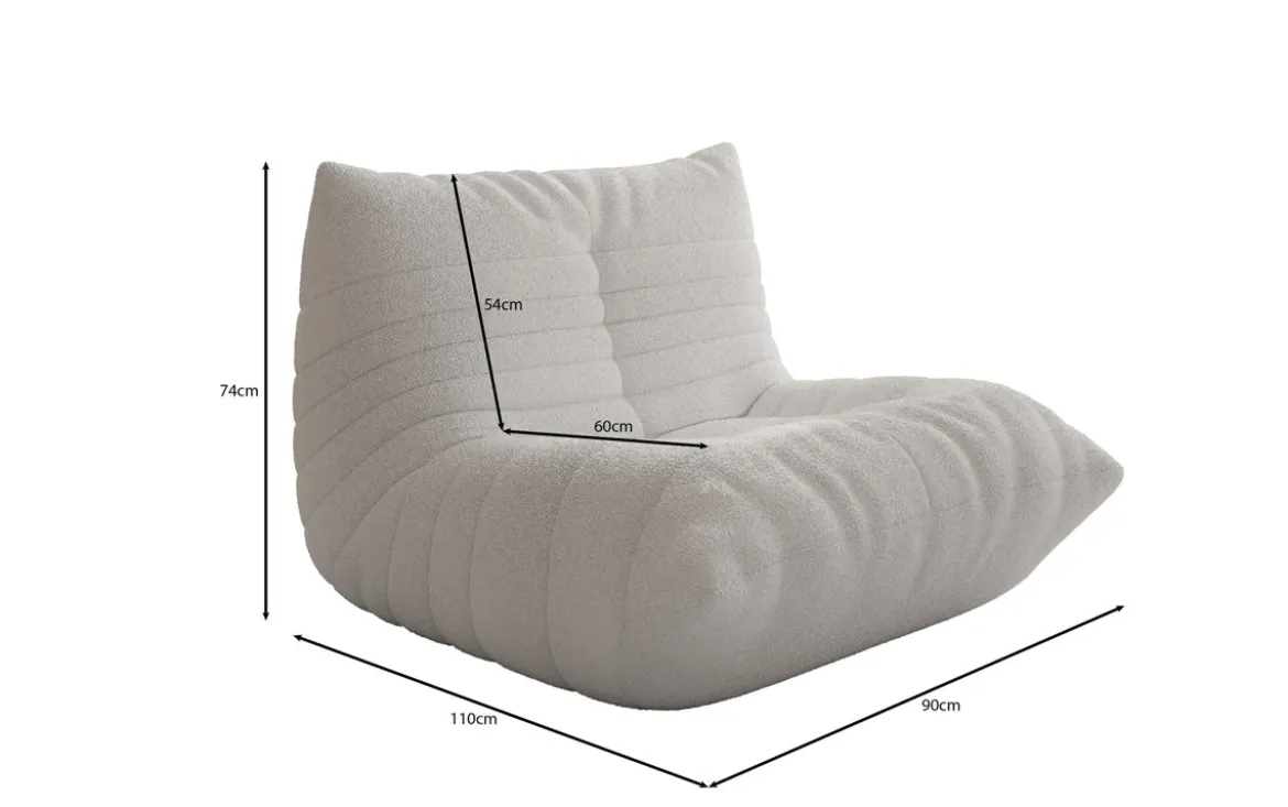 Designer Sofa-Sessel Calmo in Teddy Bouclé