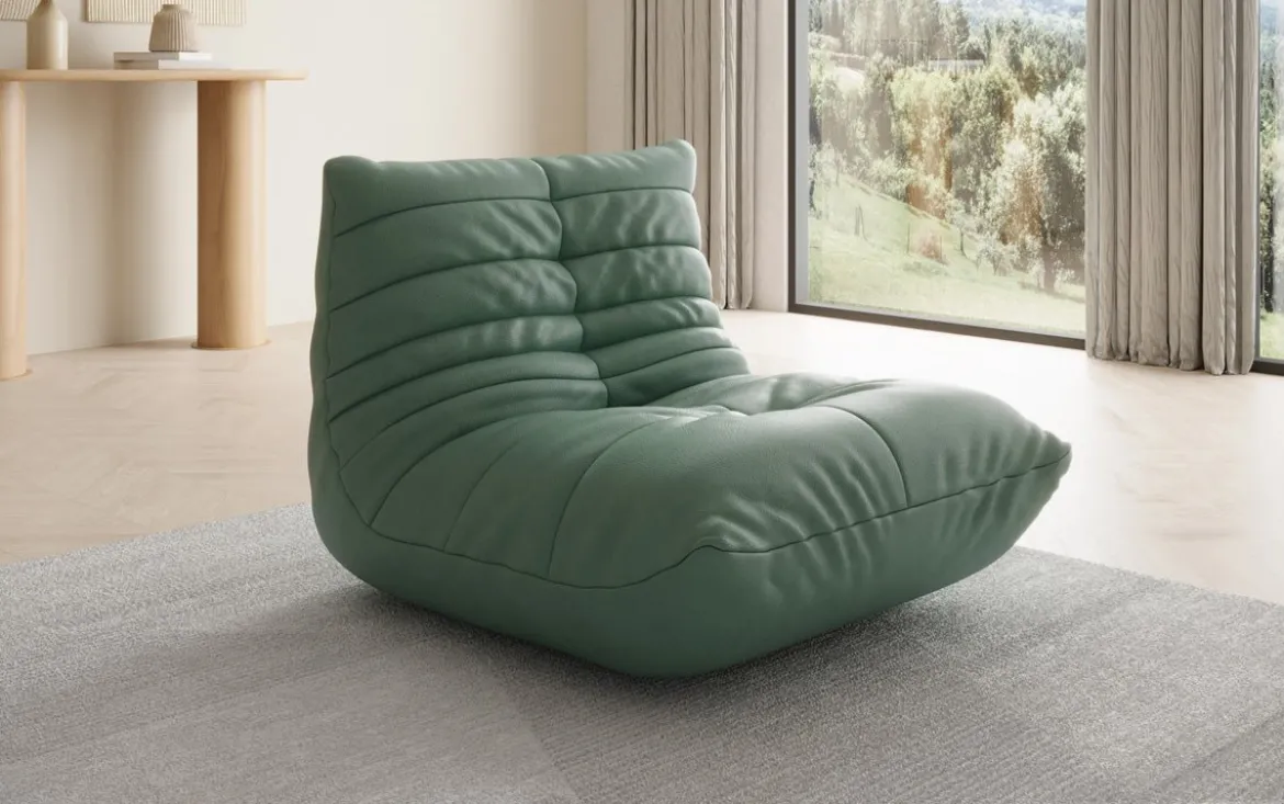 Designer Sofa-Sessel Calmo in Echtleder