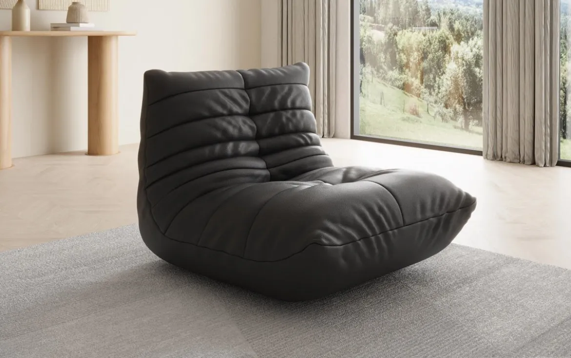 Designer Sofa-Sessel Calmo in Echtleder