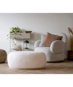 Designer Sofa-Sessel Fermo mit Drehfunktion in Grau Bouclé