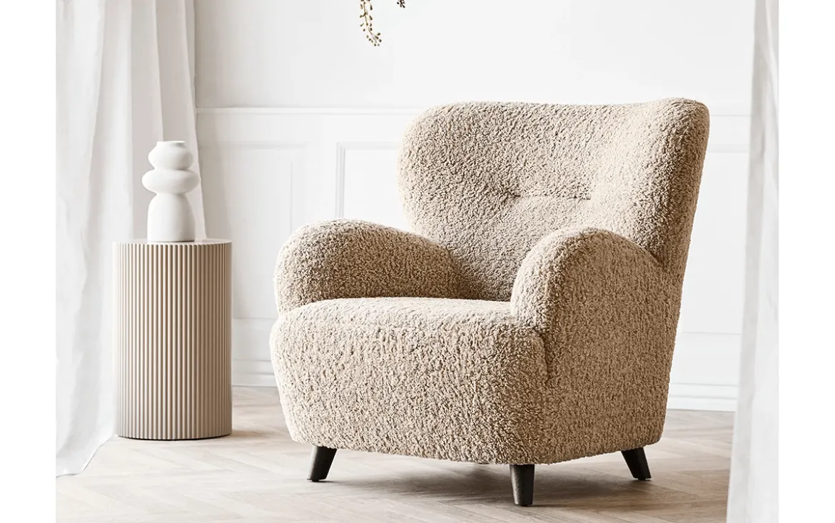 Designer Sofa-Sessel Hudson in Beige Bouclé