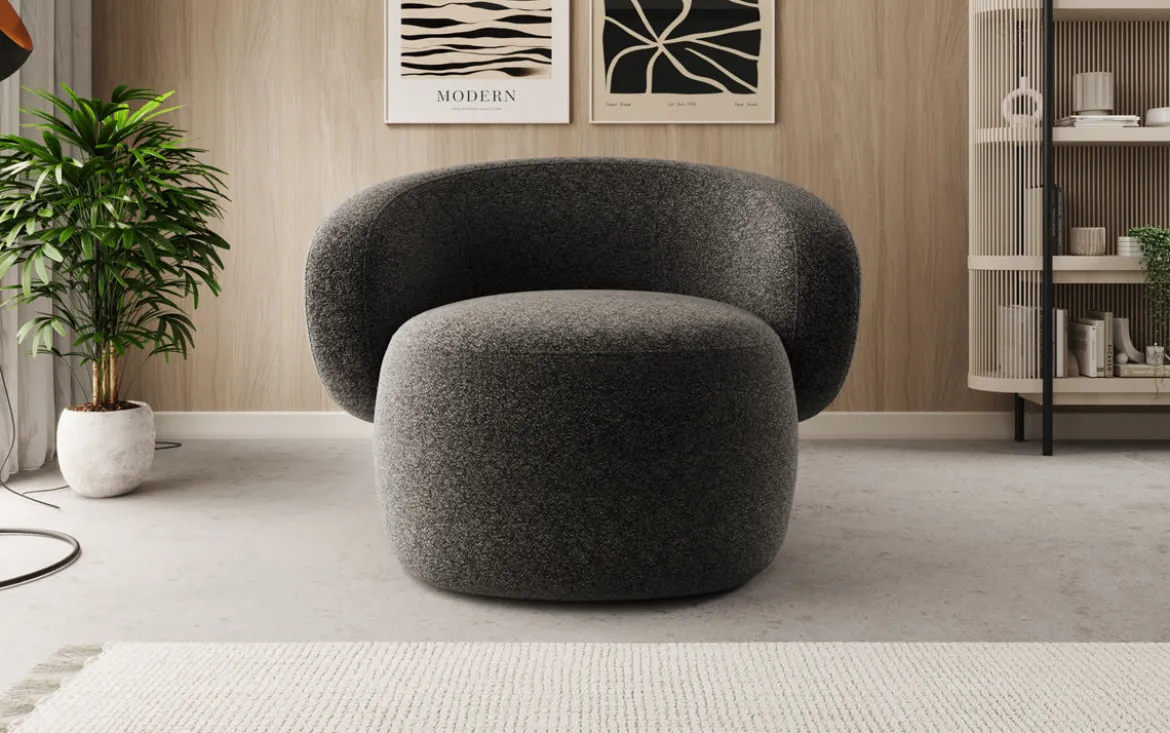 Designer Sofa-Sessel Kai in Strukturstoff - 360°-Drehfunktion
