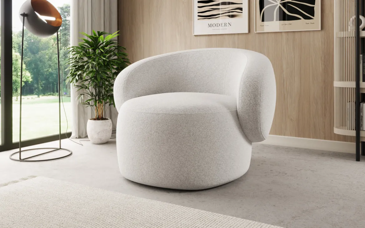 Designer Sofa-Sessel Kai in Strukturstoff - 360°-Drehfunktion