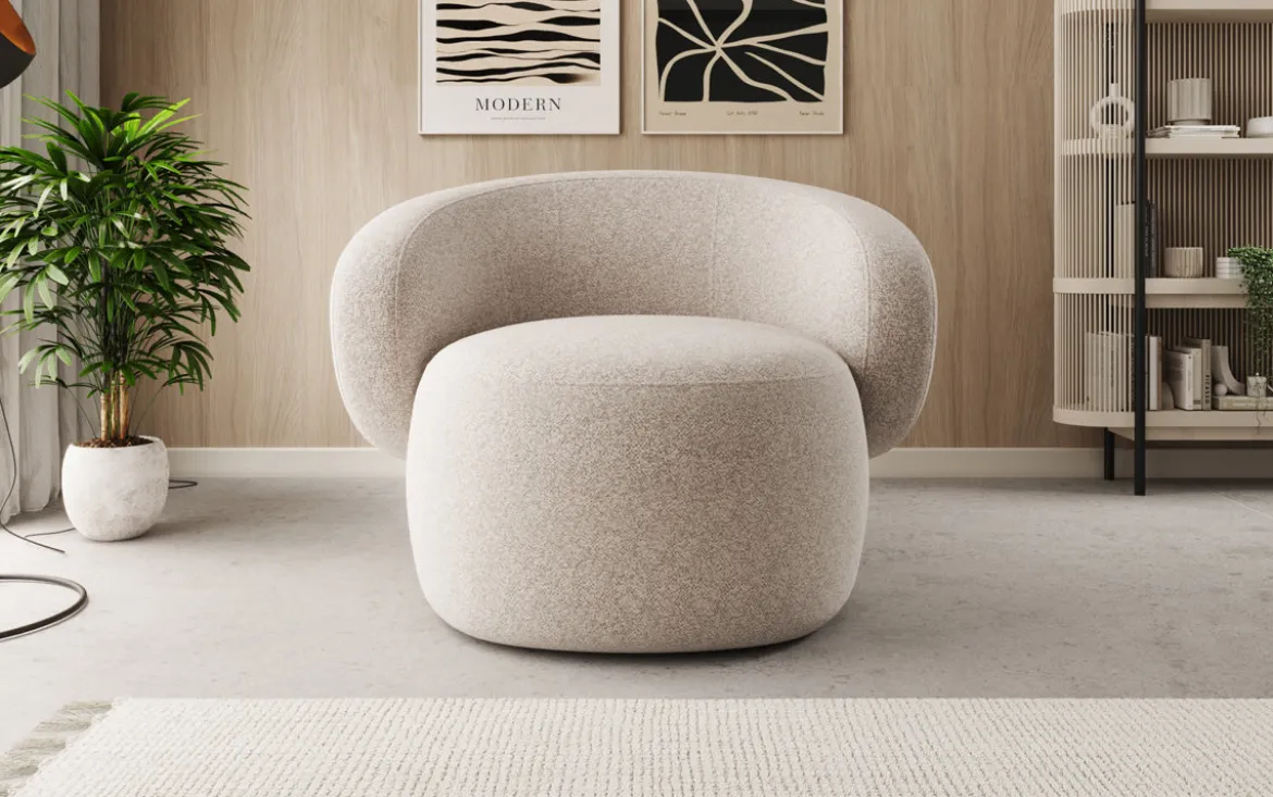 Designer Sofa-Sessel Kai in Strukturstoff - 360°-Drehfunktion