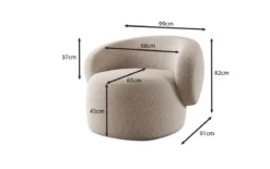 Designer Sofa-Sessel Kai in Strukturstoff - 360°-Drehfunktion