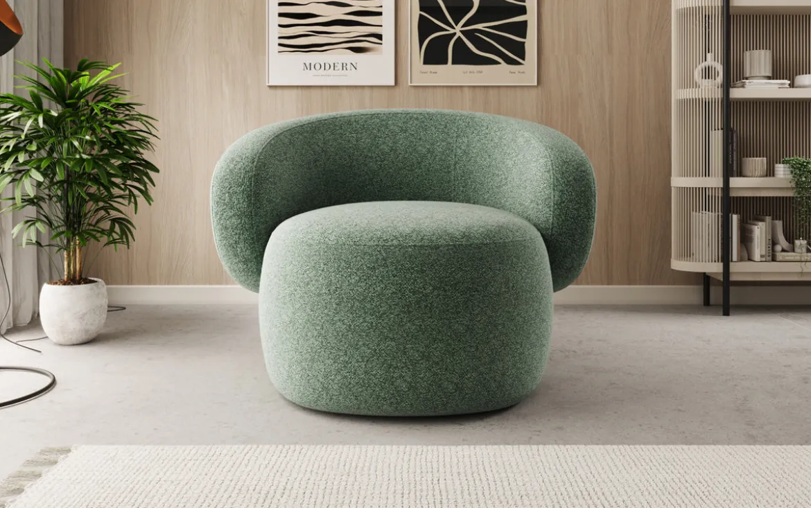 Designer Sofa-Sessel Kai in Strukturstoff - 360°-Drehfunktion