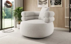 Designer Sofa-Sessel Lio in Strukturstoff - 360°-Drehfunktion
