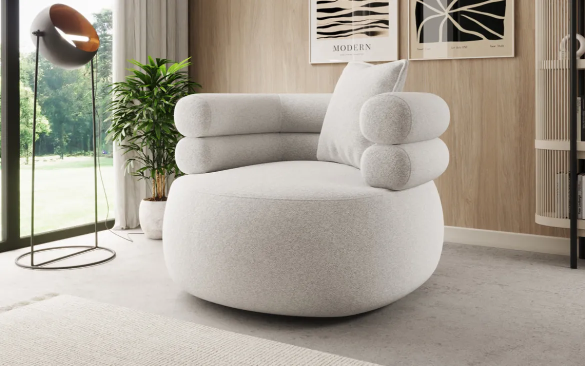 Designer Sofa-Sessel Lio in Strukturstoff - 360°-Drehfunktion