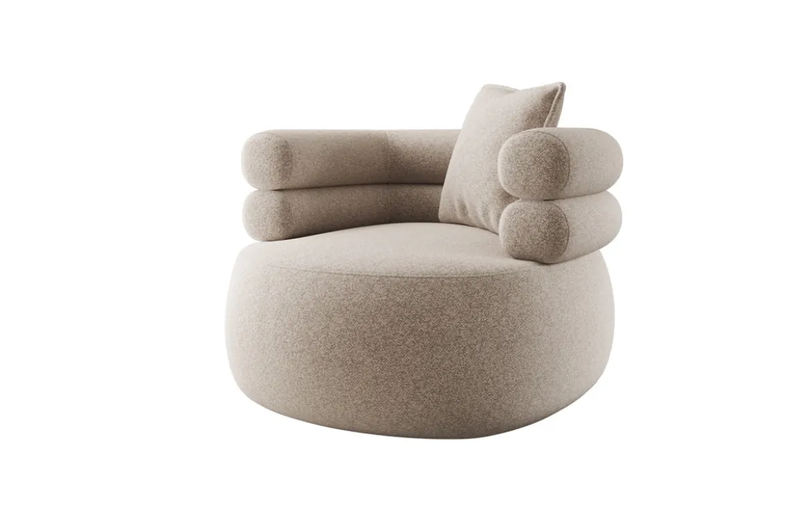 Designer Sofa-Sessel Lio in Strukturstoff - 360°-Drehfunktion