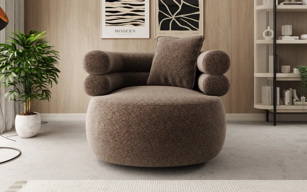 Designer Sofa-Sessel Lio in Strukturstoff - 360°-Drehfunktion