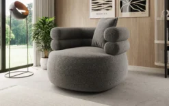 Designer Sofa-Sessel Lio in Strukturstoff - 360°-Drehfunktion