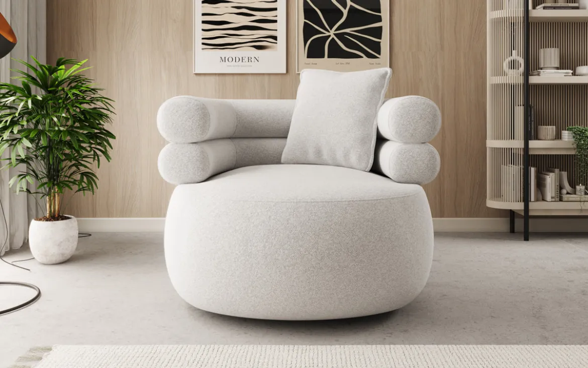 Designer Sofa-Sessel Lio in Strukturstoff - 360°-Drehfunktion