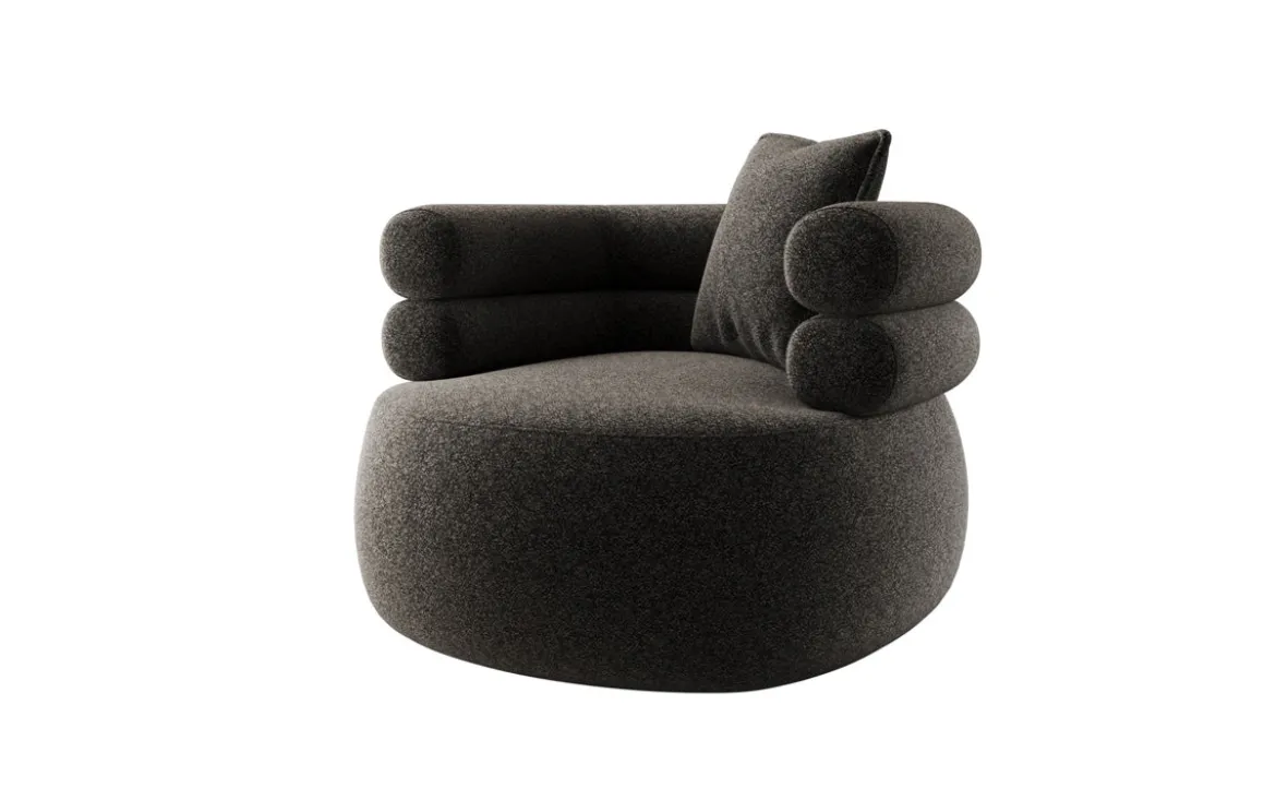 Designer Sofa-Sessel Lio in Strukturstoff - 360°-Drehfunktion