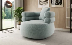 Designer Sofa-Sessel Lio in Strukturstoff - 360°-Drehfunktion