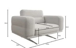 Designer Sofa-Sessel Torino mit Armlehnen in Bouclé