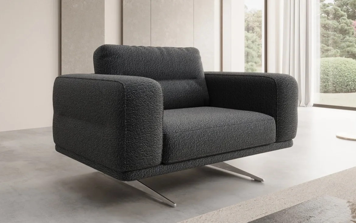 Designer Sofa-Sessel Torino mit Armlehnen in Bouclé