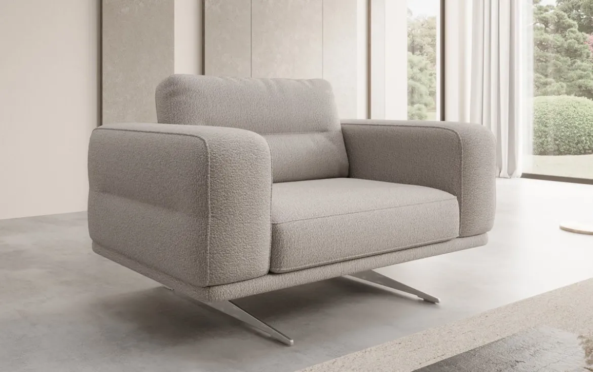 Designer Sofa-Sessel Torino mit Armlehnen in Bouclé