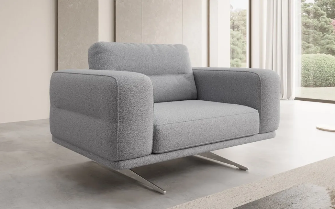 Designer Sofa-Sessel Torino mit Armlehnen in Bouclé
