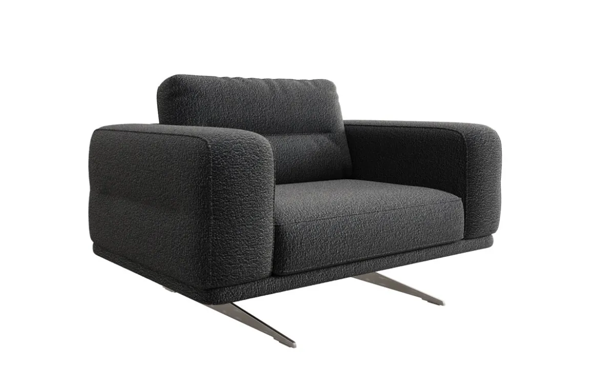 Designer Sofa-Sessel Torino mit Armlehnen in Bouclé