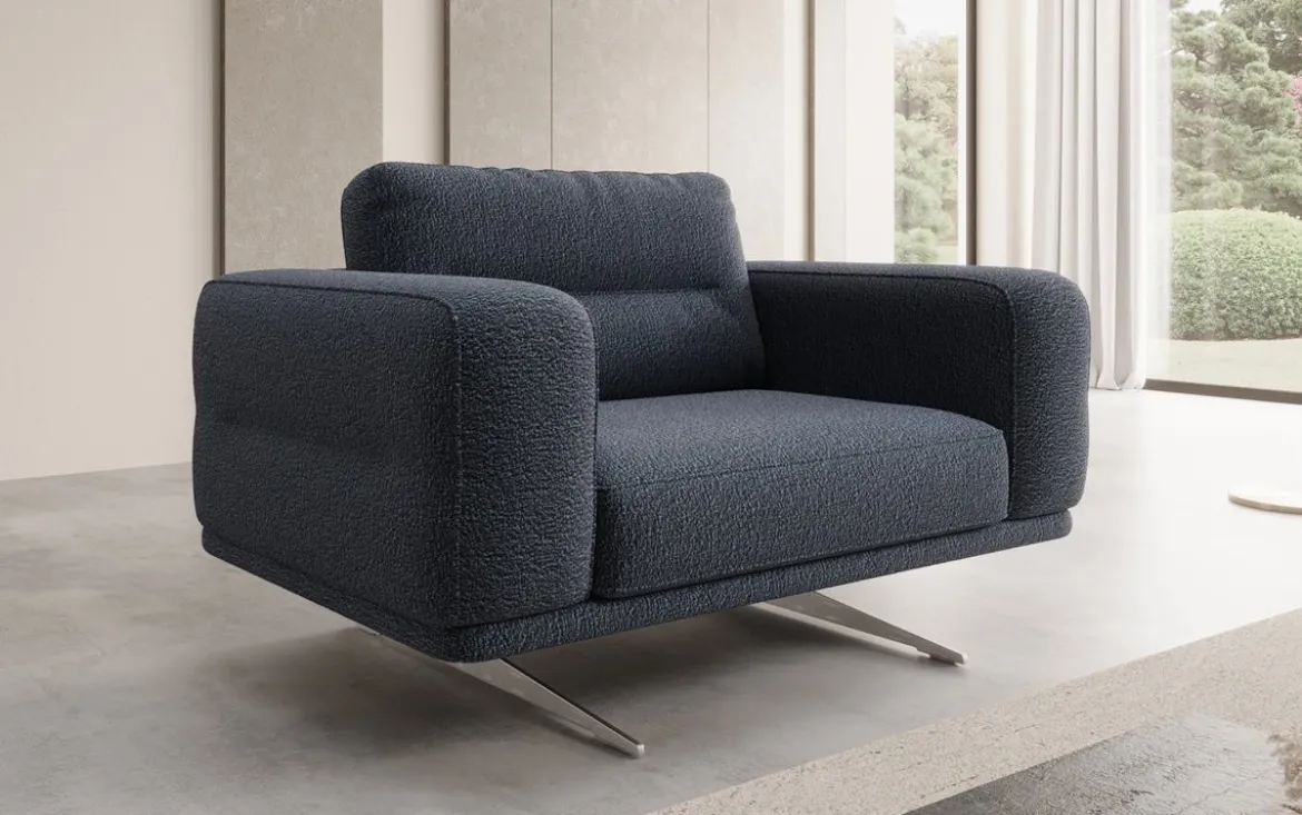 Designer Sofa-Sessel Torino mit Armlehnen in Bouclé