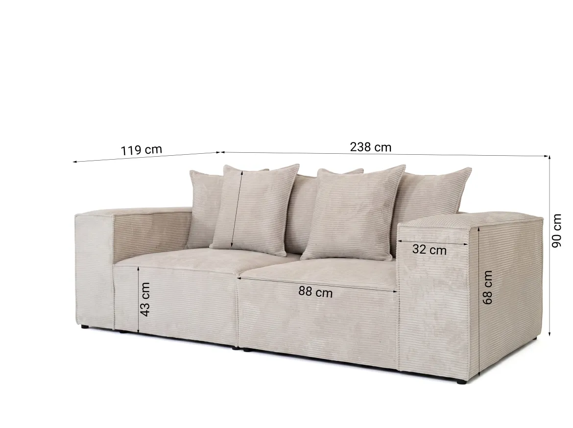 Designer Sofa 3 Sitzer Largo in Cord