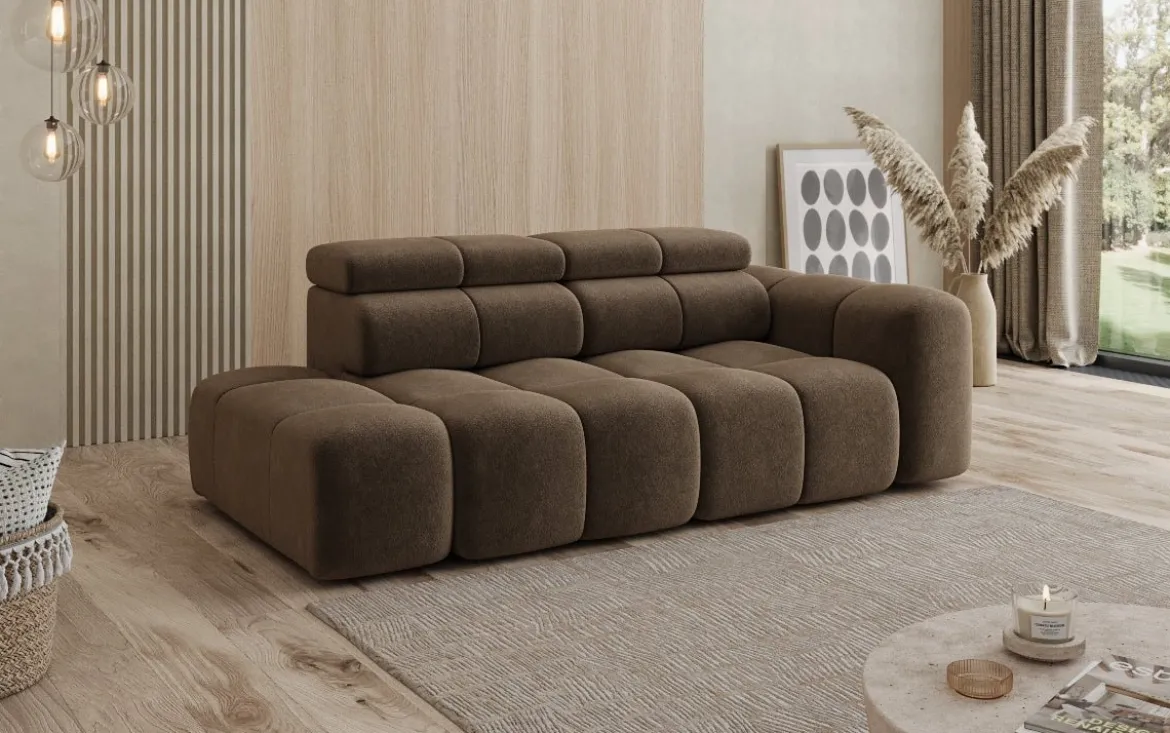 Designer Sofa 3-Sitzer mit Chaise Longue Mia in Chenille