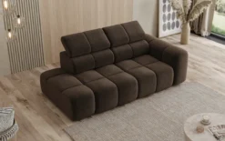 Designer Sofa 3-Sitzer mit Chaise Longue Mia in Chenille