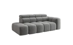 Designer Sofa 3-Sitzer mit Chaise Longue Mia in Chenille