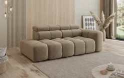 Designer Sofa 3-Sitzer mit Chaise Longue Mia in Chenille