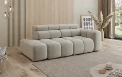 Designer Sofa 3-Sitzer mit Chaise Longue Mia in Chenille