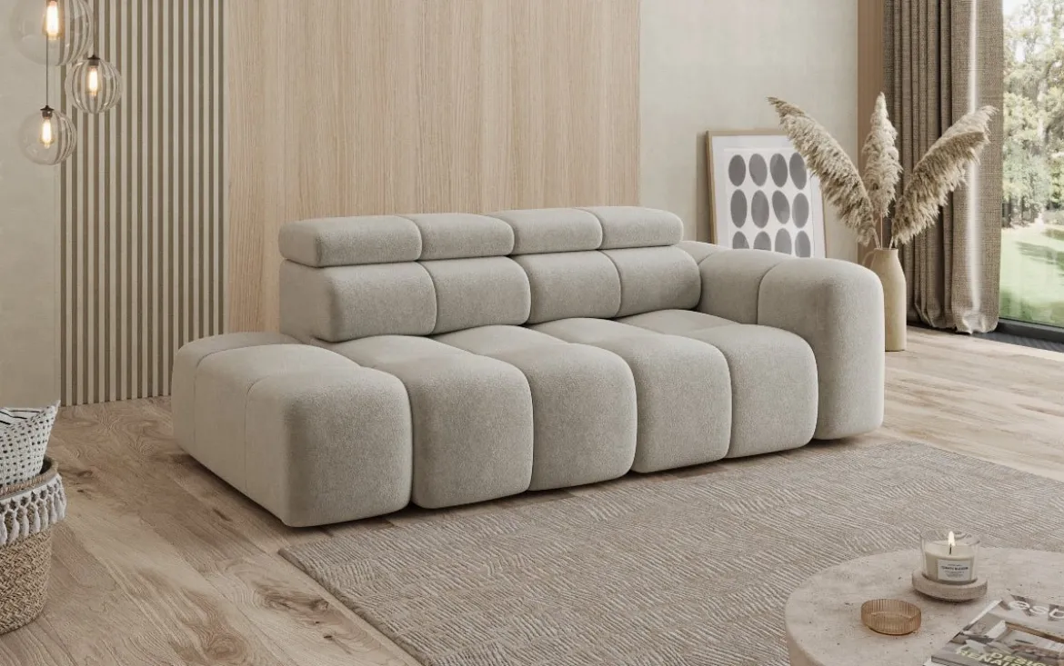 Designer Sofa 3-Sitzer mit Chaise Longue Mia in Chenille